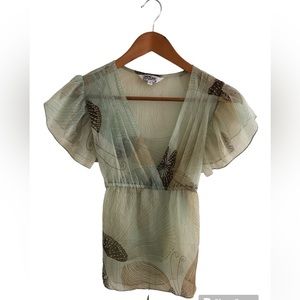 Y2k 100% sheer-silk blouse